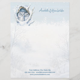 Winter Owls Schneeflocken Letterhead Briefbogen