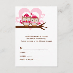 Winter Owls Wedding RSVP Cards Karte
