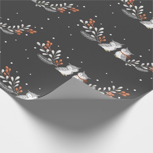 Winter Owls Wrapping Paper Geschenkpapier (Ecke)