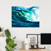 Winter Pacific Surf Oil Painting Poster (Heimbüro)