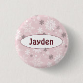 Winter Pale-Pink Birthday Party Name Button (Vorderseite)