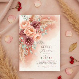 Winter Pampas Floral Bridal Shower Invitation Card Einladung