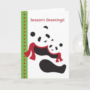 Winter-Panda-Bärn-gefaltete Feiertagskarte