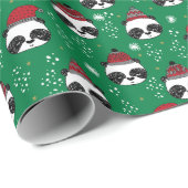Winter Panda niedliche Weihnachten rot und grün Geschenkpapier (Rolleneckpunkt)