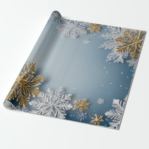 Winter-Papier mit zarter Silberschneeflocke Geschenkpapier