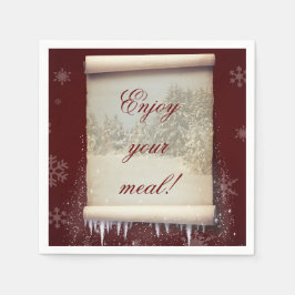 Winter Parchment Illustration Serviette