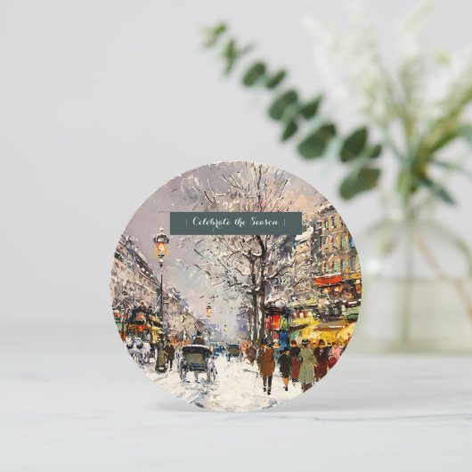 Winter Pariser Szene-Feier Einladung (Stehend Vorderseite)