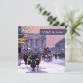 Winter Pariser Szene-Feier Einladung (Stehend Vorderseite)