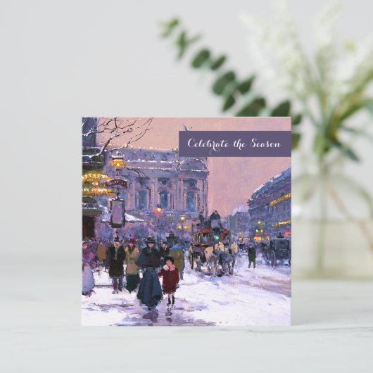 Winter Pariser Szene-Feier Einladung (Stehend Vorderseite)