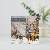 Winter Pariser Szene-Feier Einladung (Stehend Vorderseite)