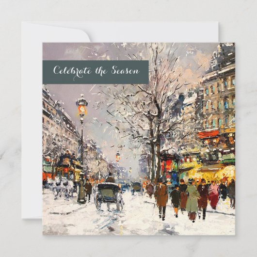 Winter Pariser Szene-Feier Einladung (Vorderseite)