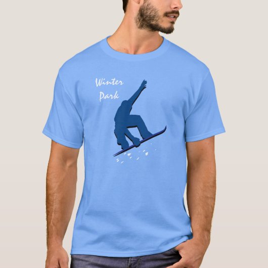 Winter-Park-Blau-Snowboarder T-Shirt (Vorderseite)