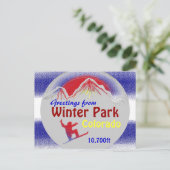Winter Park Colorado Fahne Grüße künstlerische Pos Postkarte (Stehend Vorderseite)