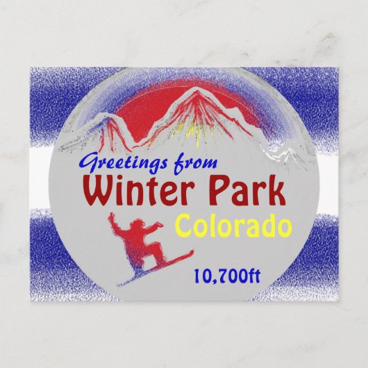 Winter Park Colorado Fahne Grüße künstlerische Pos Postkarte (Vorderseite)