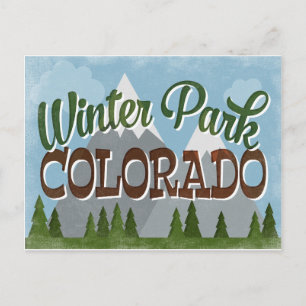 Winter Park Colorado Fundus Retro Snowy Mountains Postkarte