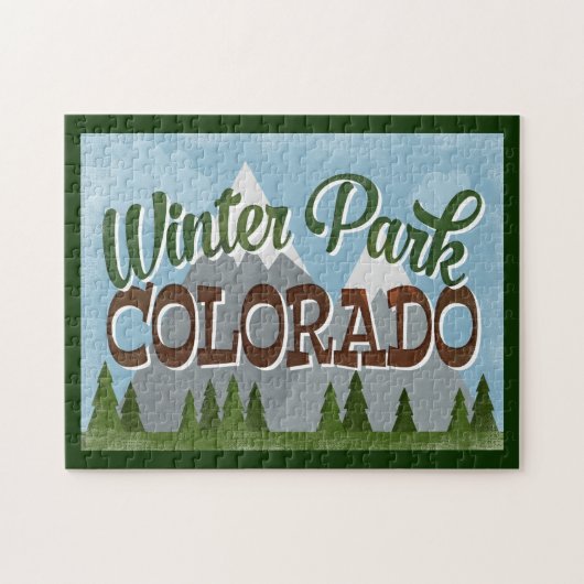 Winter Park Colorado Fundus Retro Snowy Mountains Puzzle (Horizontal)
