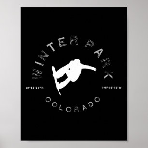 Winter Park Colorado Grafik Vintage Snowboard T-Sh Poster