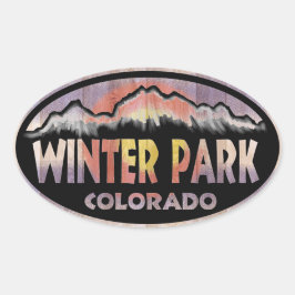 Winter Park Colorado Holzflagge ovale Aufkleber