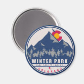 Winter Park Colorado Retro Sunset Souvenirs 80er Magnet (Vorderseite/Rückseite)