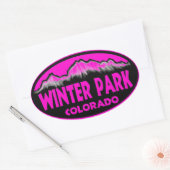 Winter Park Colorado Rosa ovale Aufkleber (Umschlag)