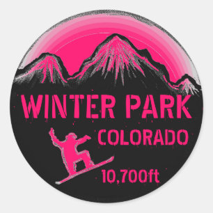 Winter Park Colorado Rosa Snowboard Art Aufkleber