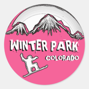 Winter Park Colorado Rosa Thema Snowboard Aufklebe Runder Aufkleber