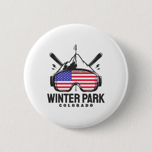 Winter Park Colorado USA Skigebiet Retro Skifahren Button