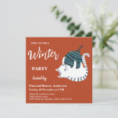 Winter Party Christmas Toy Cat Einladung (Stehend Vorderseite)