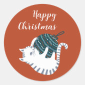 Winter Party Christmas Toy Cat Gift  Runder Aufkleber (Vorderseite)