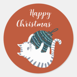 Winter Party Christmas Toy Cat Gift Runder Aufkleber