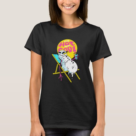 Winter Party Deck Chair Parody Melting Snowman T-Shirt (Vorderseite)