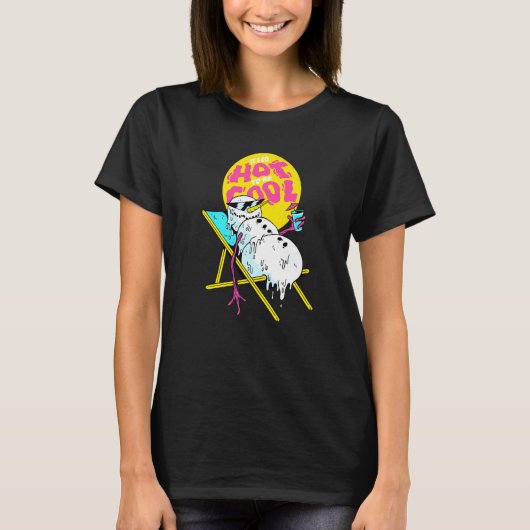 Winter Party Deck Chair Parody Melting Snowman T-Shirt (Vorderseite)