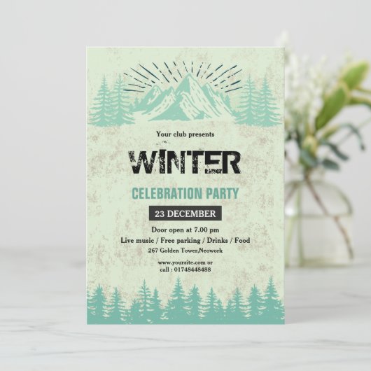 Winter-Party Einladung (Stehend Vorderseite)