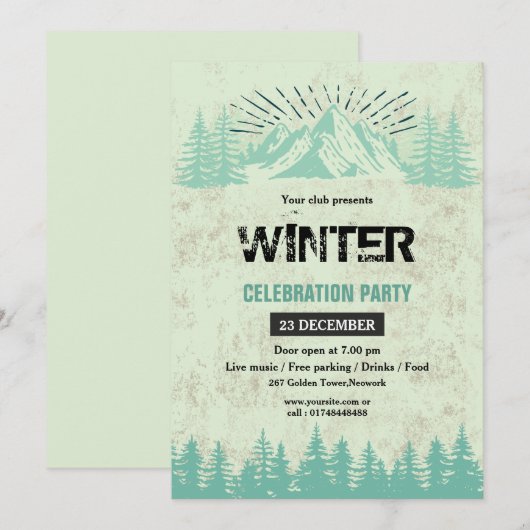 Winter-Party Einladung (Vorne/Hinten)