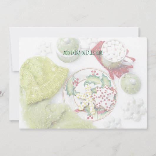 Winter Party Einladung Cocoa Schnee Weihnachten (Rückseite)