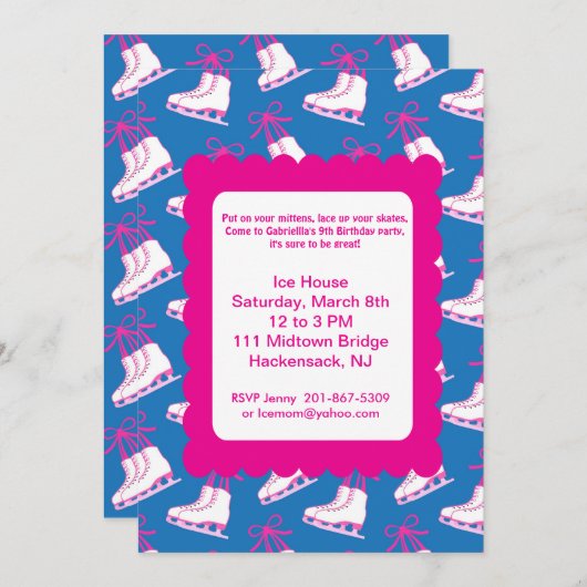 Winter Party Ice Skaten Einladung (Vorne/Hinten)