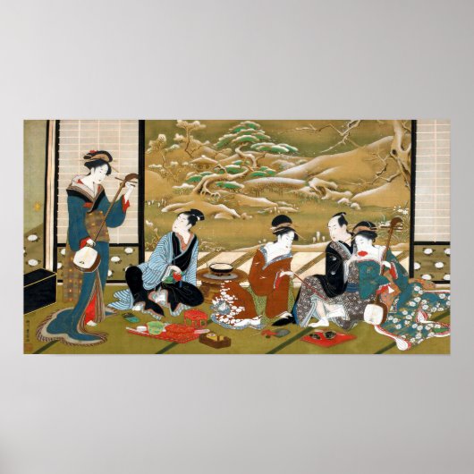 Winter Party von Utagawa Toyoharu Holzblock Japan Poster (Vorne)