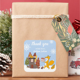Winter Party Weihnachtsfox Wildes Tiergeschenk Quadratischer Aufkleber
