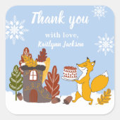Winter Party Weihnachtsfox Wildes Tiergeschenk Quadratischer Aufkleber (Vorderseite)