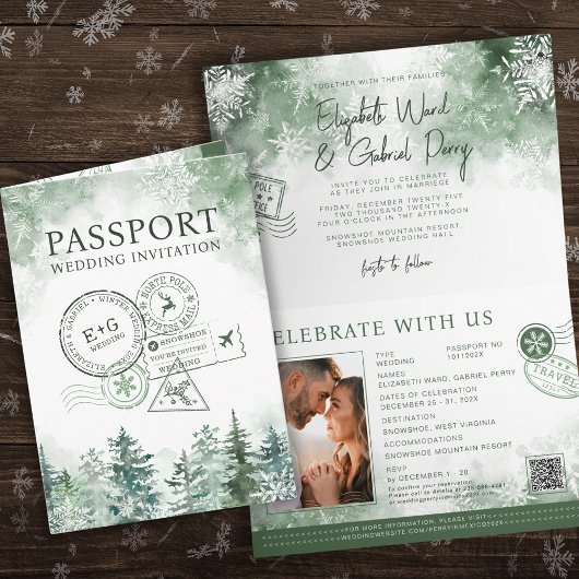 Winter-Pass-Hochzeit in Urlaubsort Einladung