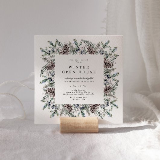 Winter Pastel Elegante Square Open House Einladung