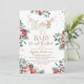 Winter Pastel Florals Outside Baby Shower Einladung (Stehend Vorderseite)