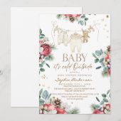 Winter Pastel Florals Outside Baby Shower Einladung (Vorne/Hinten)