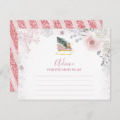 Winter Pastel Pink Snowflake Sleigh Advice For Mom Begleitkarte (Vorne/Hinten)