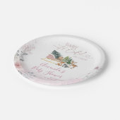 Winter Pastel Pink Snowflake Sleigh Baby Shower Pappteller (Schrägansicht)
