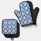 Winter-Patchwork-Star Ofenhandschuh & Topflappen-Set (Vorderseite/Rückseite)
