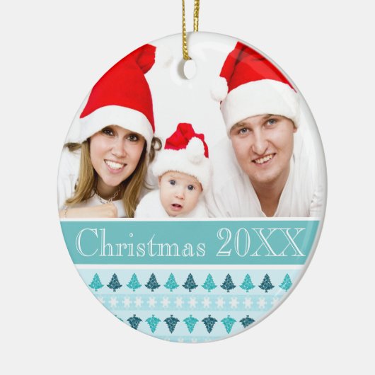 Winter Pattern Custom Foto Keramik Ornament (Links)