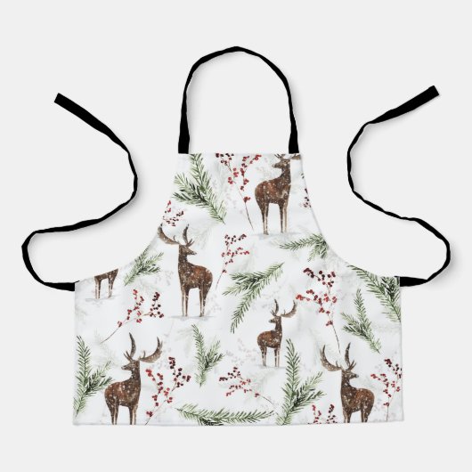 Winter Pattern Deer And Fir Needles Schürze (Vorderseite)