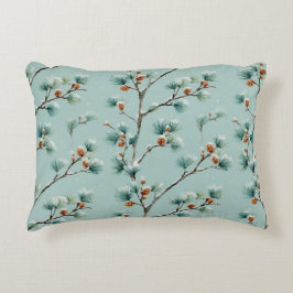 Winter Pattern mit schneebedeckten Kiefern Dekokissen