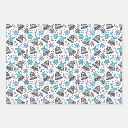 Winter Patterns with Stars in Purple and Teal Geschenkpapier Set (Vorderseite 3)